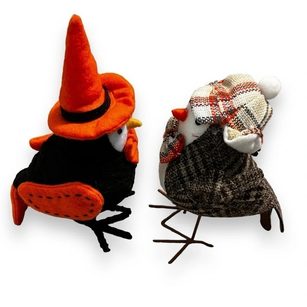 TWO Birds Target 2016 Rare Witch + Hobby Lobby Fall Bird Plaid Cap Bow Tie Decor